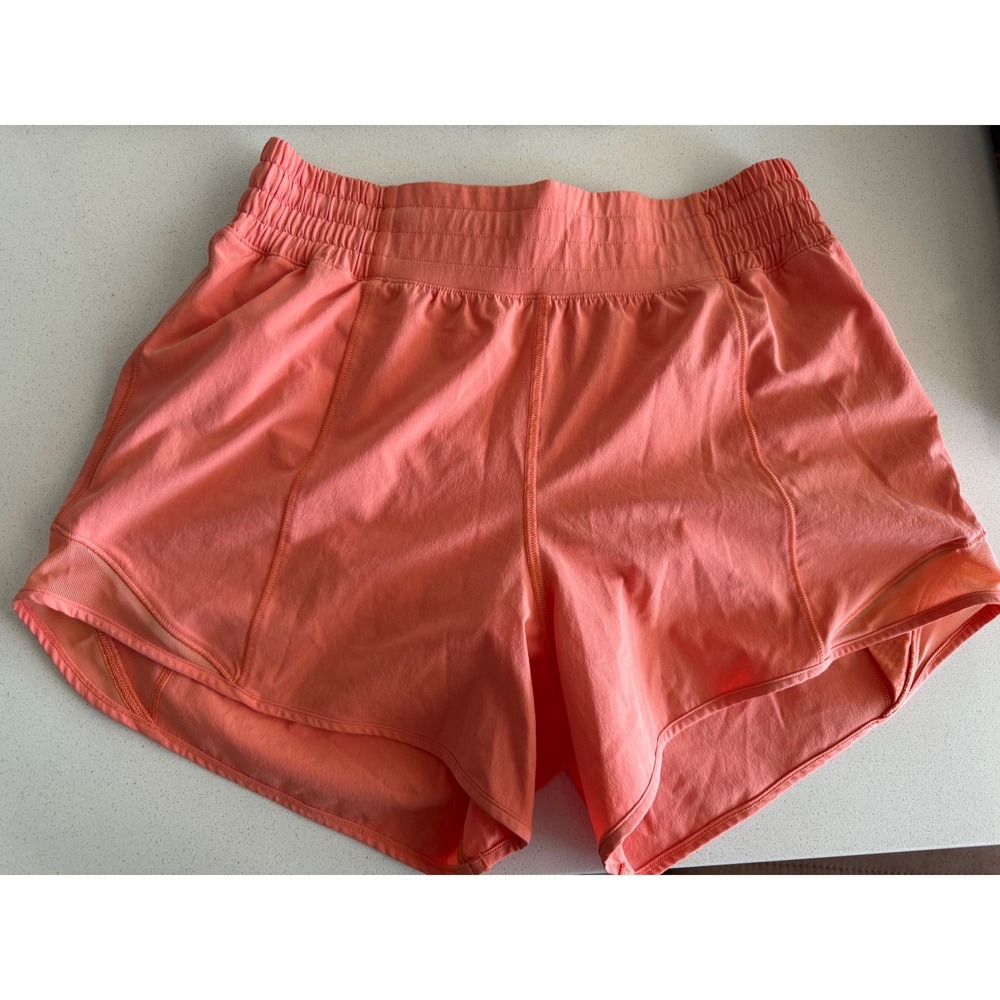 Lululemon Hotty Hot High-Rise Lined Short 4" Coral Orange LW7AYXT Size 6